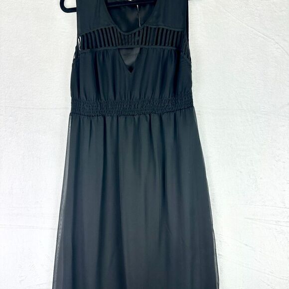 Fynn & Rose Cage Detail Sleeveless Maxi Dress Size 16 Black Chiffon - Picture 4 of 8